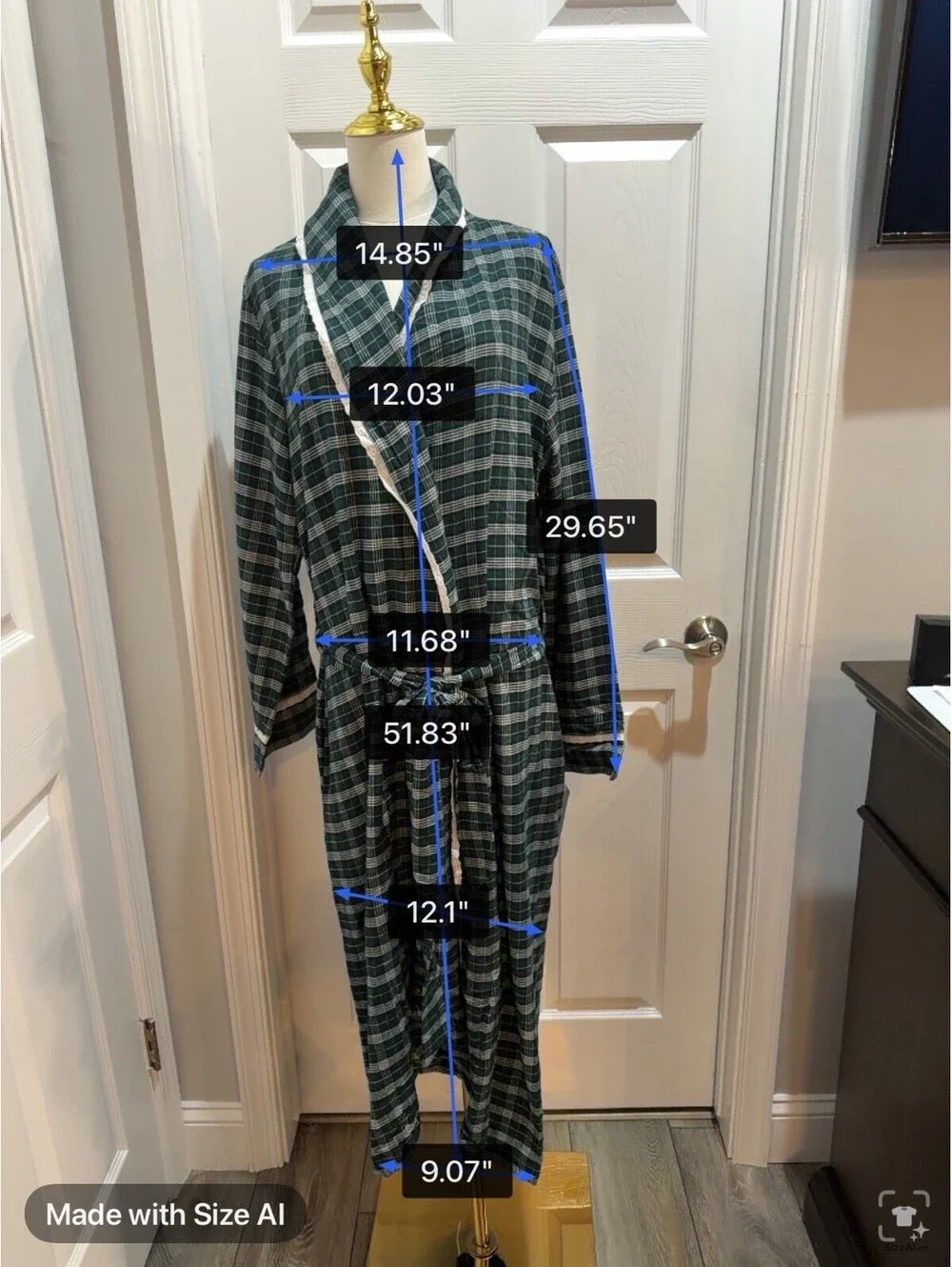 Charter Club Women's Plaid Long Robe with Belt XL/XXL